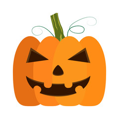 Isolated halloween jack-o-lantern on a white background, Vector illustration