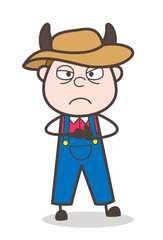 Angry Devil Farmer Face Expression Vector