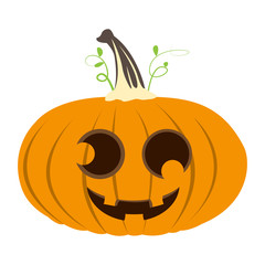 Isolated halloween jack-o-lantern on a white background, Vector illustration