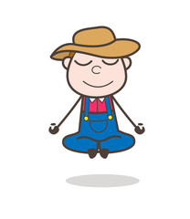 Obraz na płótnie Canvas Cartoon Happy Cowboy Character Doing Yoga Vector