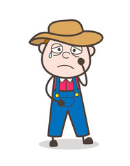 Sad Farmer Character Crying Face