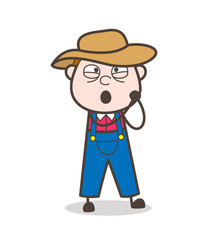 Cartoon Farmer Character Feeling Very Excited Vector