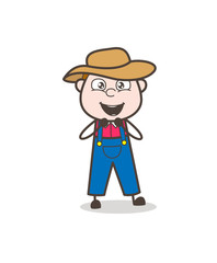 Cheerful Cartoon Farmer Laughing Face Vector Illustration