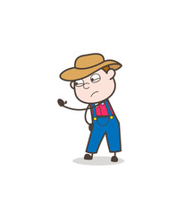 Cartoon Cowboy in Angry Mood Vector Illustration