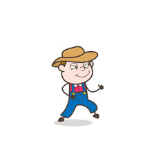 Cartoon Young Farmer Character Running Pose