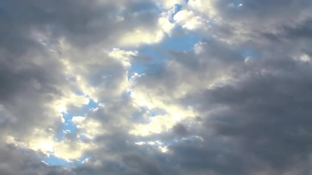 Blue sky shinning through dramatic clouds 