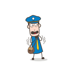 Cartoon Mailman Shivering in Fear Vector