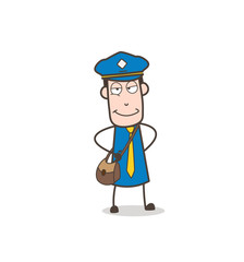 Cartoon Mailman Slightly Smiling Face Vector