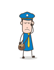 Upset Postboy Character Face Expression Vector