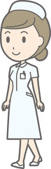 Illustration of a woman nurse walking in white