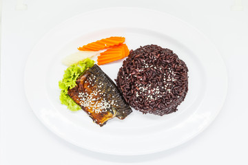 Riceberry with teriyaki mackerel