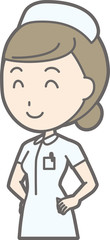 Illustration that a woman nurse in a white suit is smiling