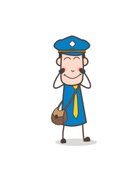 Cartoon Postman Blushing Face Vector