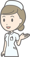 Illustration guided by female nurse wearing white coat