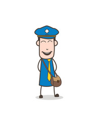 Laughing Joyful Mailman Character Vector