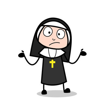 Shocked Nun Character Hand Gesture and Expression