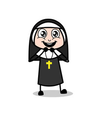 Surprised Cartoon Nun Laughing Expression Vector