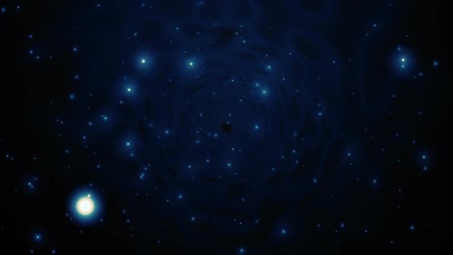 Wormhole In Deep Starry Space. Computer generated abstract motion background. Perfect to use with music, backgrounds, transition and titles.