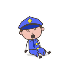 Cartoon Security-Guard Dizzy Face Expression