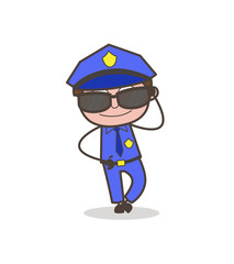 Modern Officer with Trendy Sunglasses Vector