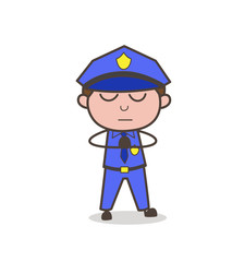Cartoon Indian Officer Doing Worship Vector
