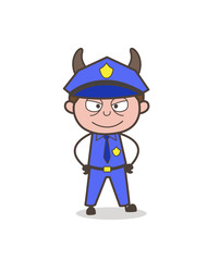 Happy Inspector with Horns Vector