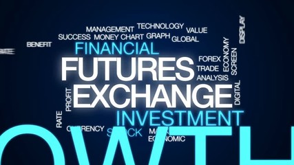 Futures exchange animated word cloud, text design animation.