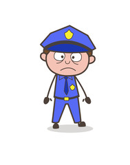 Cartoon Inspector Slightly Frowning Face Expression Vector