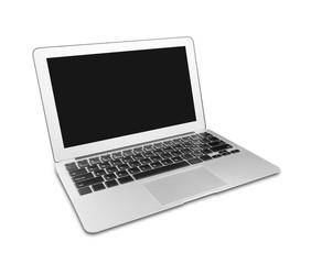 Silver laptop with blank