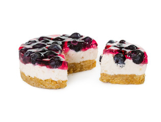 Cheesecake with jelly and fresh blueberries