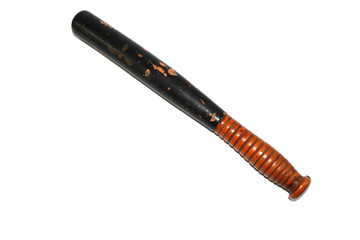 Vintage Old Fashioned Police Truncheon On White Background