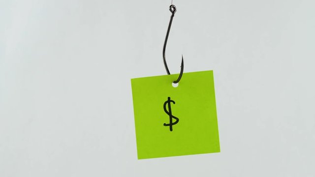 Illustration, on fishhook money, dollar