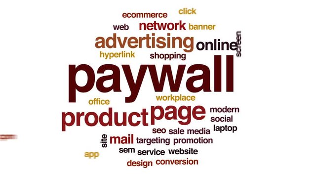 Paywall animated word cloud, text design animation.
