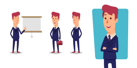 Set of Businessman character. Cartoon vector office managers