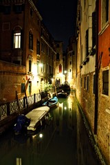 Venice Canal at Night Italy