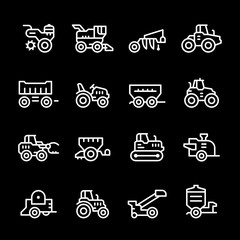 Set line icons of agricultural machinery