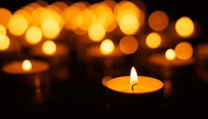Burning candles with shallow depth of field