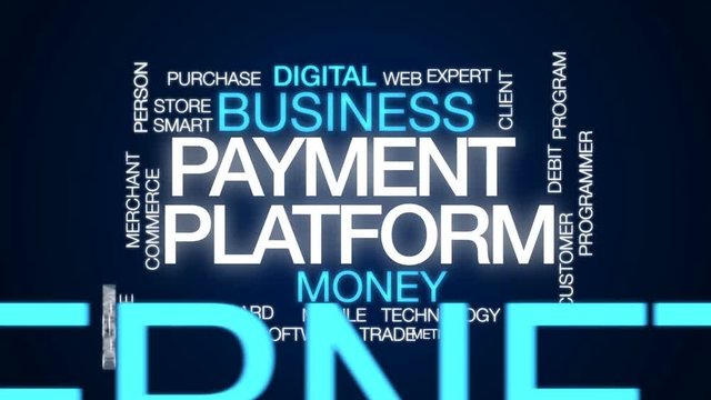 Payment platform animated word cloud, text design animation.