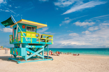 Lifeguard Tower in South Beach, Miami Beach, Florida