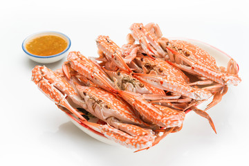 Flower crab steamed isolated on white background