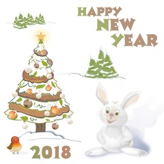 New year rabbit card
