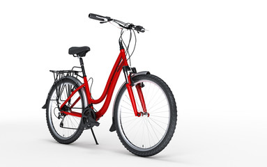 Fototapeta na wymiar 3d illustration. Women's red bike looks to the right isolated on white background. Sport concept