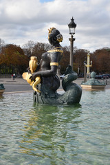 Fototapeta na wymiar Néréide de la fontaine de la place de la Concorde à Paris, France