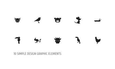 Obraz na płótnie Canvas Set Of 10 Editable Zoology Icons. Includes Symbols Such As Tropical Bird, Mouse, Cock And More. Can Be Used For Web, Mobile, UI And Infographic Design.