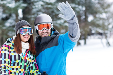 Couple greets there friends