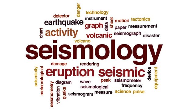 Seismology word cloud, text design animation.
