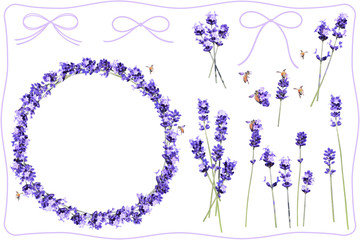 ラベンダーリース ミツバチ　コラージュ　北海道　富良野市　日本