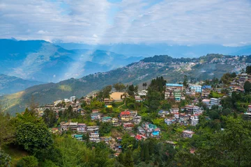 Papier Peint photo Kangchenjunga Darjeeling town view from high angle view shot