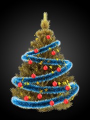 3d golden Christmas tree