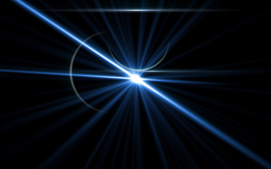 Abstract digital lens flare in black background.Beautiful rays of light.Natural red lens flare with dust.Super flare light